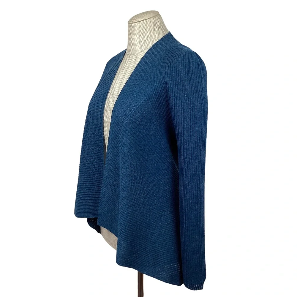Eileen Fisher Wool Open Cardigan Blue - Picture 10 of 10